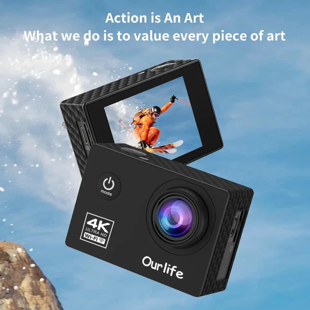 4K Action Camera Waterproof — WiFi, 170° Wide Angle & Helmet Mount for SUP & Outdoor Sports
