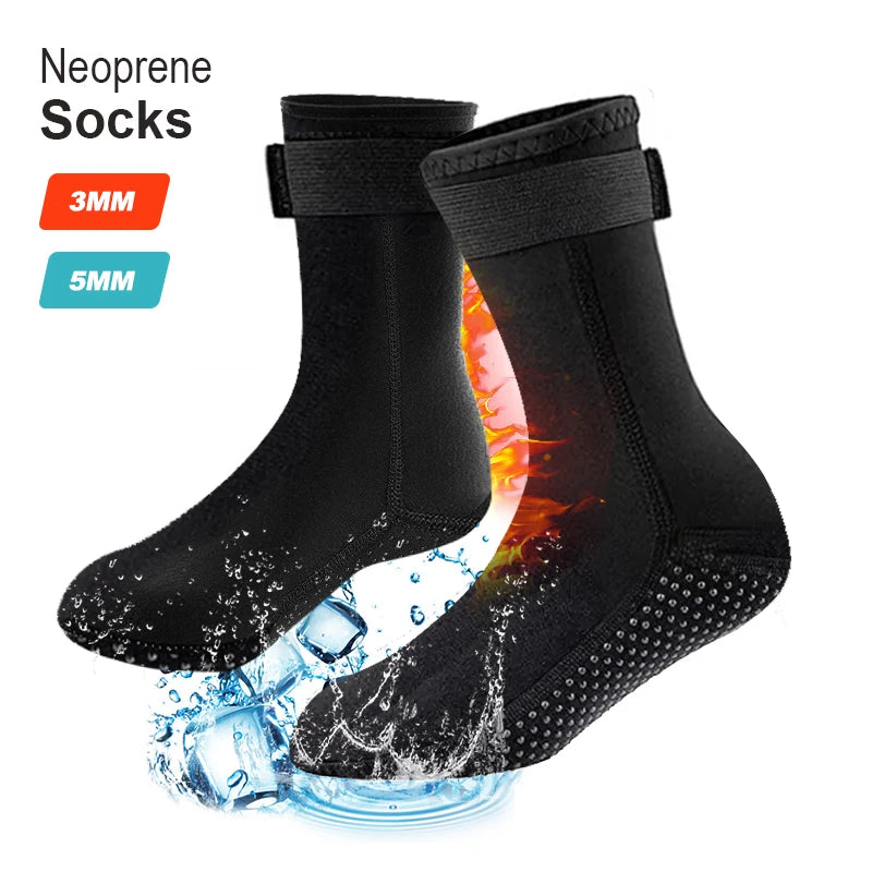 3mm/5mm Neoprene Diving Socks — Anti-Slip 3-Layer Thermal Beach Booties for Surfing & SUP