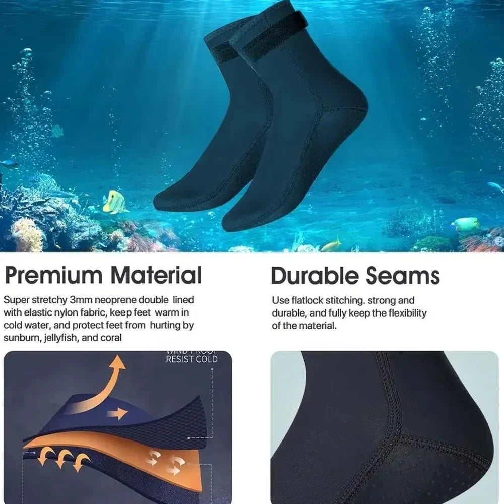 5mm Neoprene Diving Socks & Water Shoes — Non-Slip Thermal Boots for Surfing, SUP & Diving