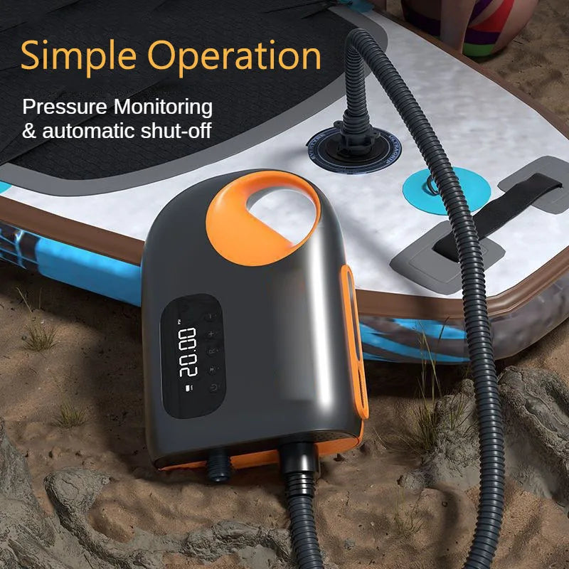 Electric SUP Pump 20 PSI — Auto Shut-Off High-Pressure Pump for Paddle Boards & Kayaks