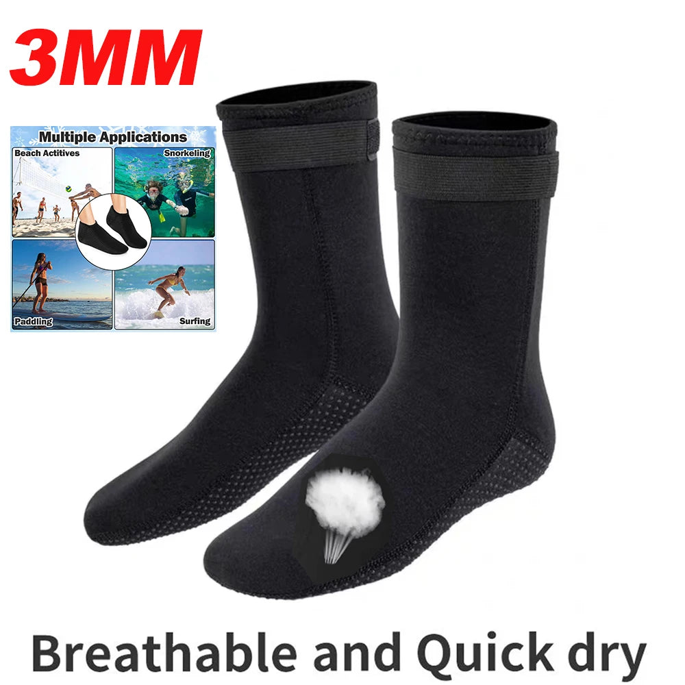 3mm/5mm Neoprene Diving Socks — Anti-Slip 3-Layer Thermal Beach Booties for Surfing & SUP