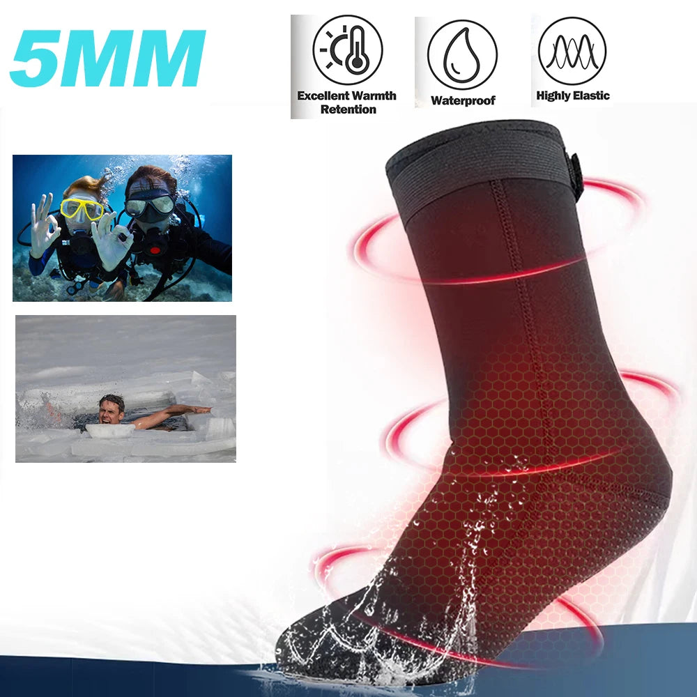 3mm/5mm Neoprene Diving Socks — Anti-Slip 3-Layer Thermal Beach Booties for Surfing & SUP